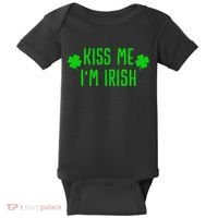 Kissing Me I'm Irish Clover Saint Irish Pats St. Patrick's Day Baby Bodysuit thumb 0