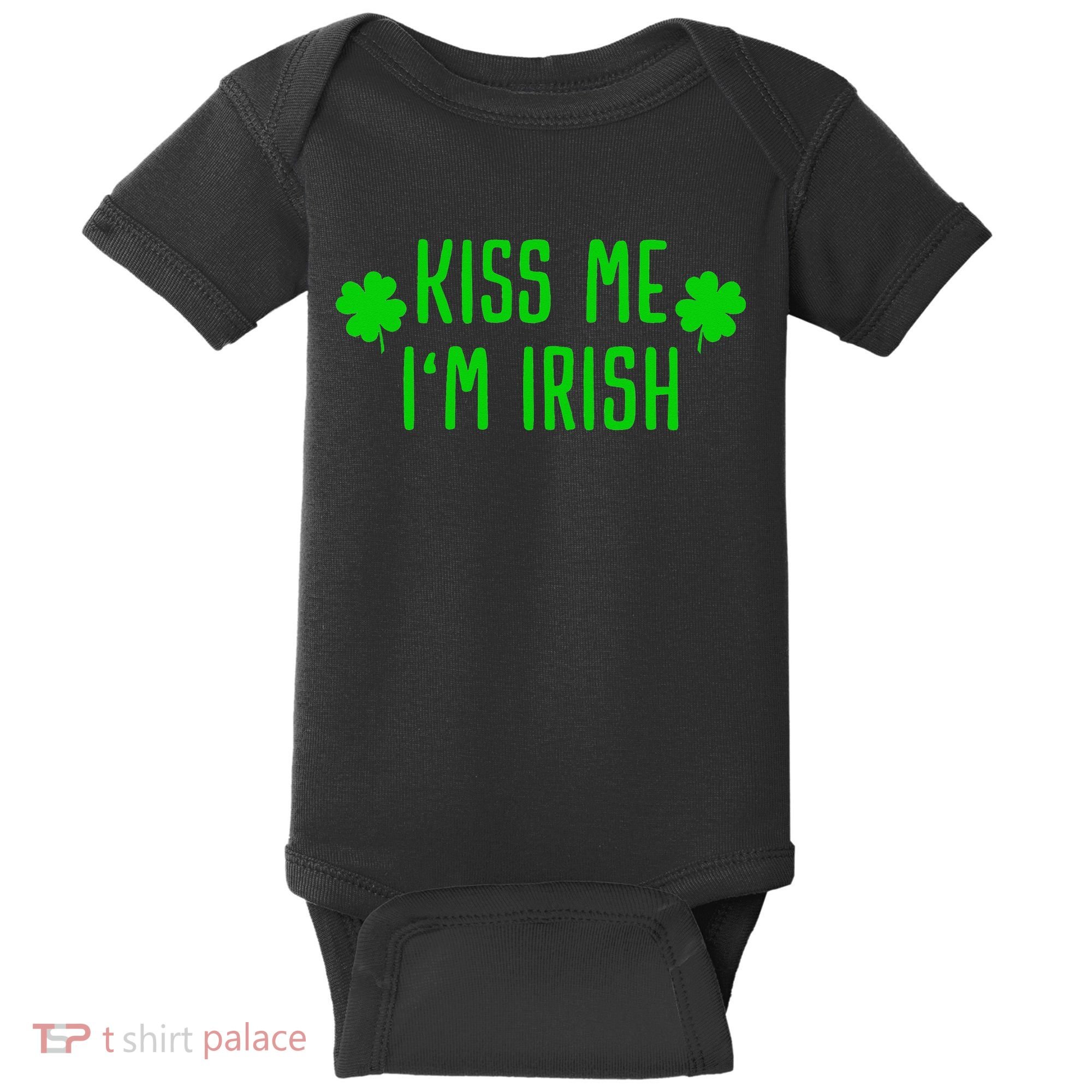 Kissing Me I'm Irish Clover Saint Irish Pats St. Patrick's Day Baby Bodysuit