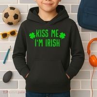 Kissing Me I'm Irish Clover Saint Irish Pats St. Patrick's Day Kids Hoodie thumb 2