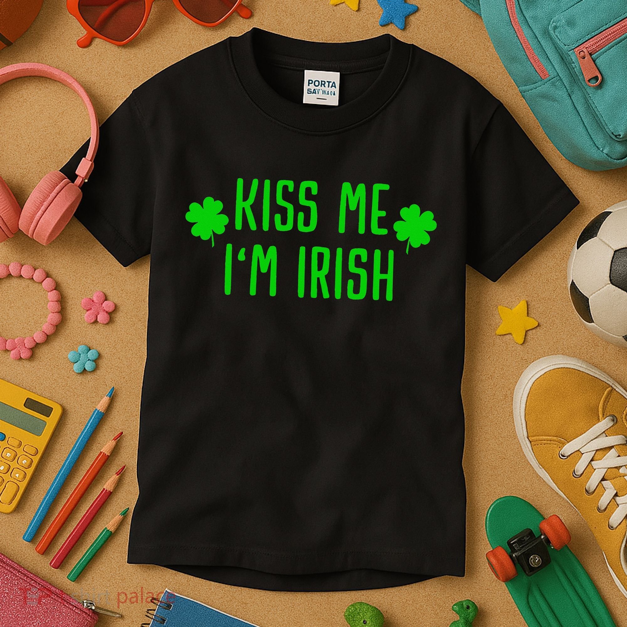 Kissing Me I'm Irish Clover Saint Irish Pats St. Patrick's Day Kids T-Shirt