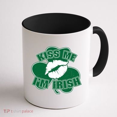 Kiss Me I'm Irish Lips Coffee Mug back