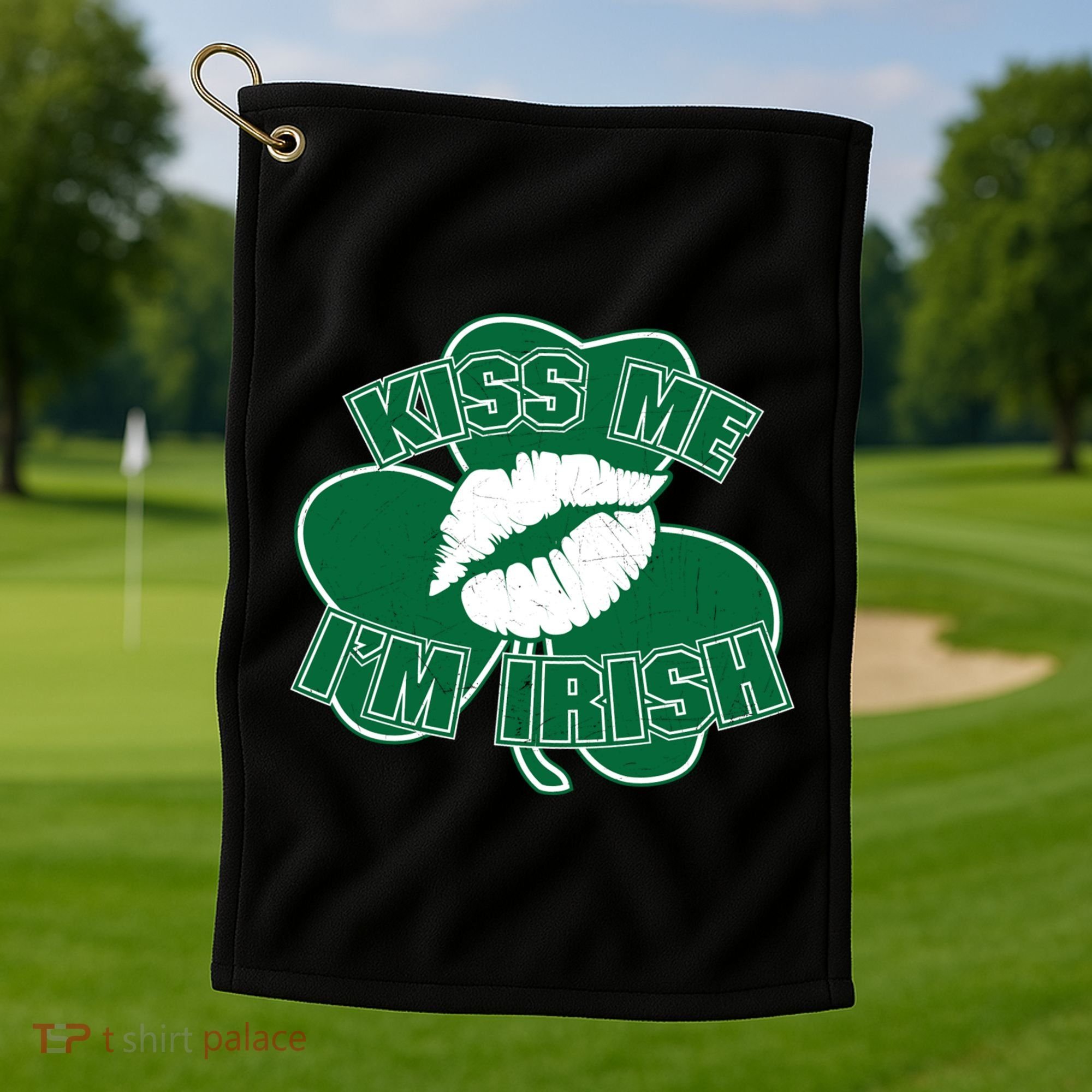Kiss Me I'm Irish Lips Golf Towel