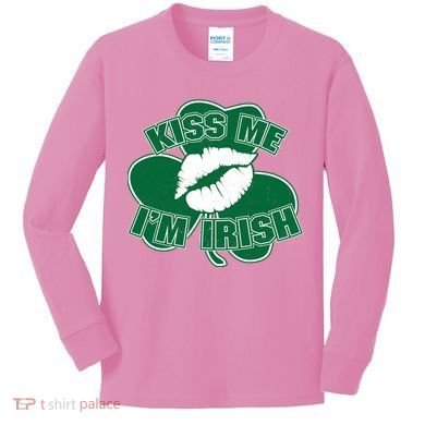 Kiss Me I'm Irish Lips Kids Long Sleeve Shirt