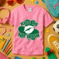 Kiss Me I'm Irish Lips Kids T-Shirt thumb 3