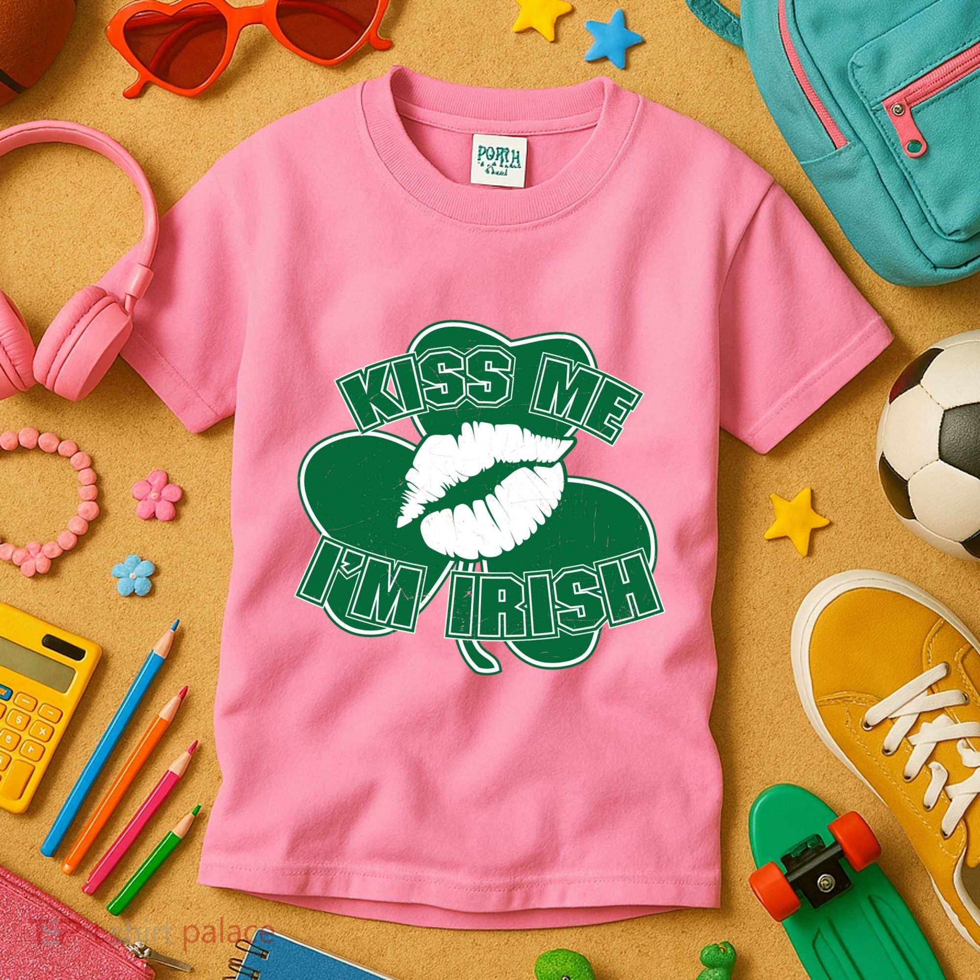 Kiss Me I'm Irish Lips Kids T-Shirt