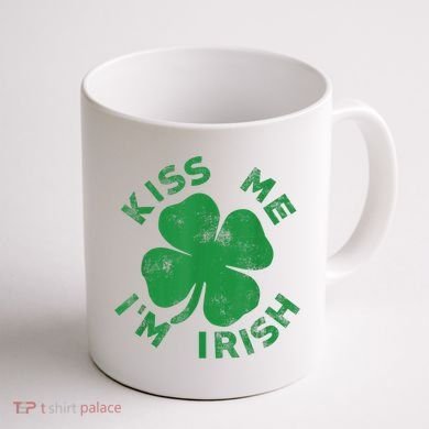 Kiss Me I'm Irish Funny Saint Patrick Day Coffee Mug back