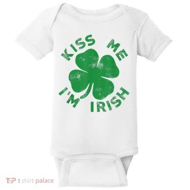 Kiss Me I'm Irish Funny Saint Patrick Day Baby Bodysuit