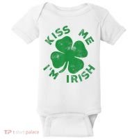 Kiss Me I'm Irish Funny Saint Patrick Day Baby Bodysuit thumb 0
