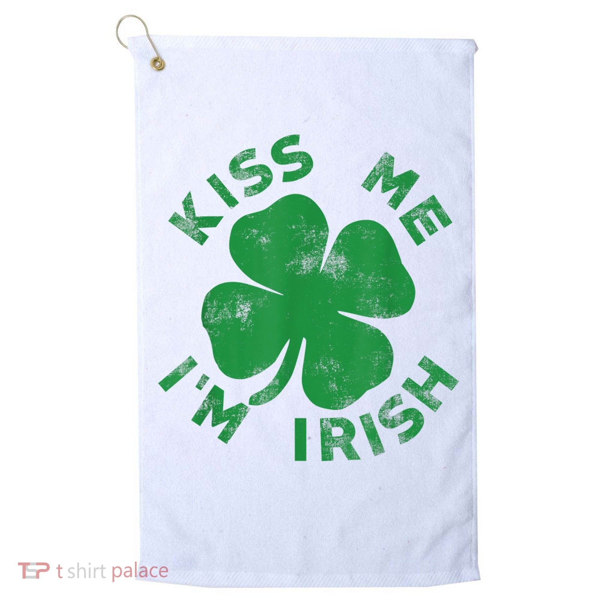 Kiss Me I'm Irish Funny Saint Patrick Day Golf Towel