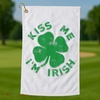 Kiss Me I'm Irish Funny Saint Patrick Day Golf Towel thumb 1