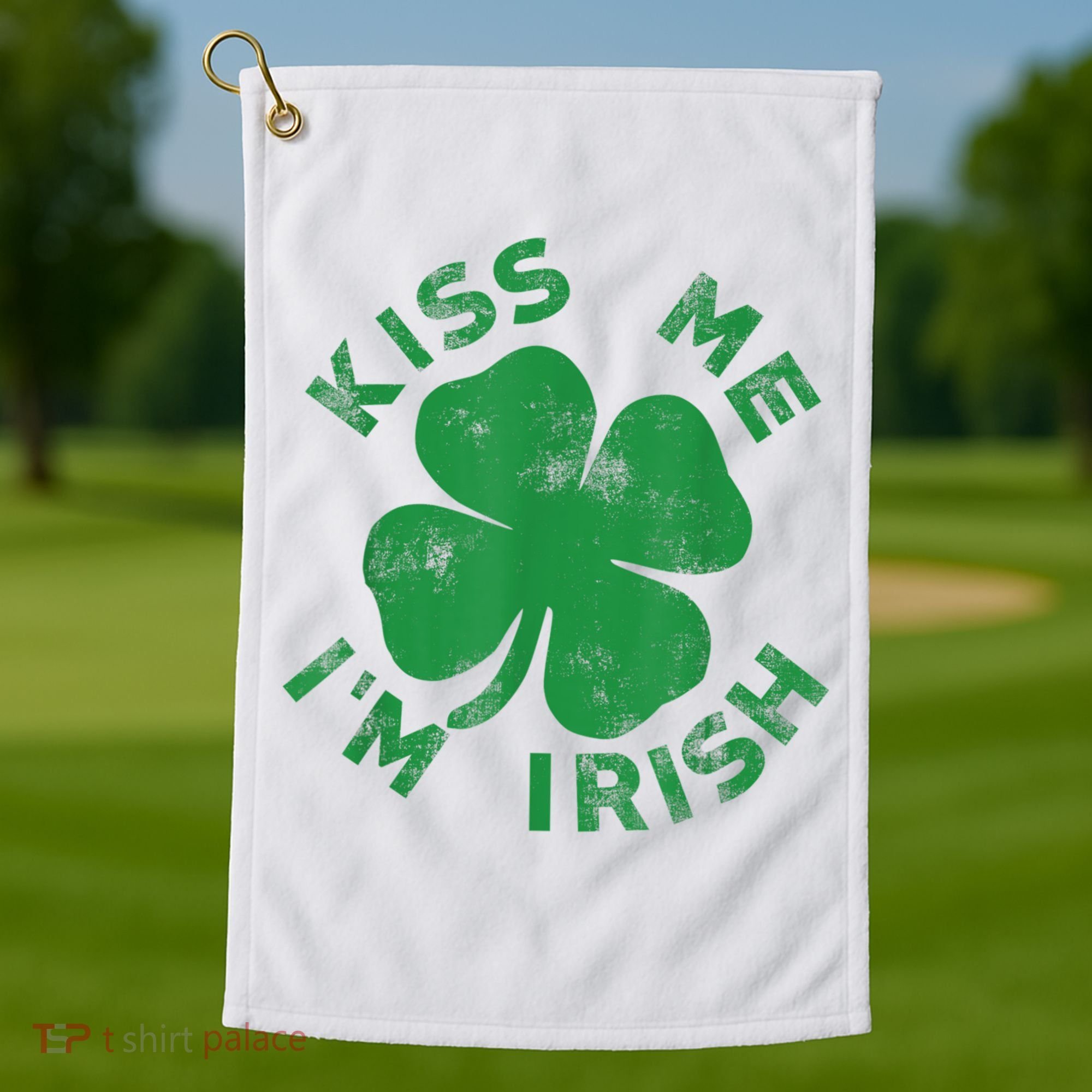 Kiss Me I'm Irish Funny Saint Patrick Day Golf Towel