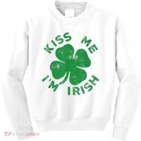 Kiss Me I'm Irish Funny Saint Patrick Day Kids Sweatshirt thumb 0