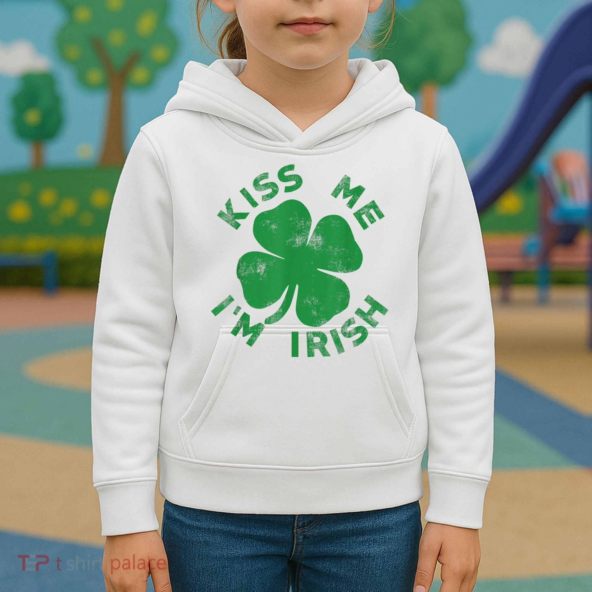 Kiss Me I'm Irish Funny Saint Patrick Day Kids Hoodie
