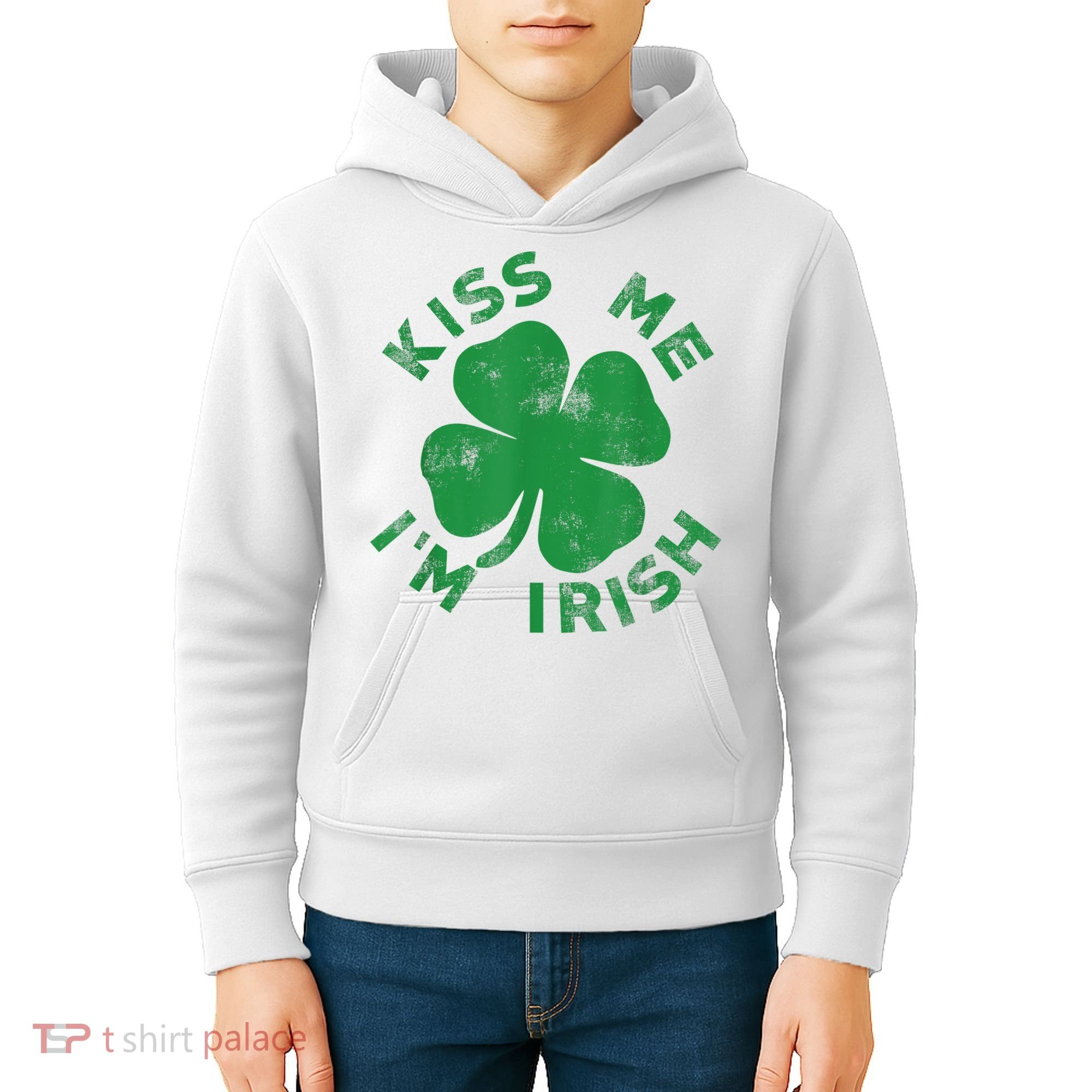 Kiss Me I'm Irish Funny Saint Patrick Day Kids Hoodie