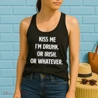 KISS ME Im Drunk Or IRISH Or Whatever Funny St Patricks Day Gift Women's Tank Top thumb 2