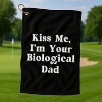 Kiss Me Im Your Biological Dad Funny Daddy Gift Golf Towel thumb 1
