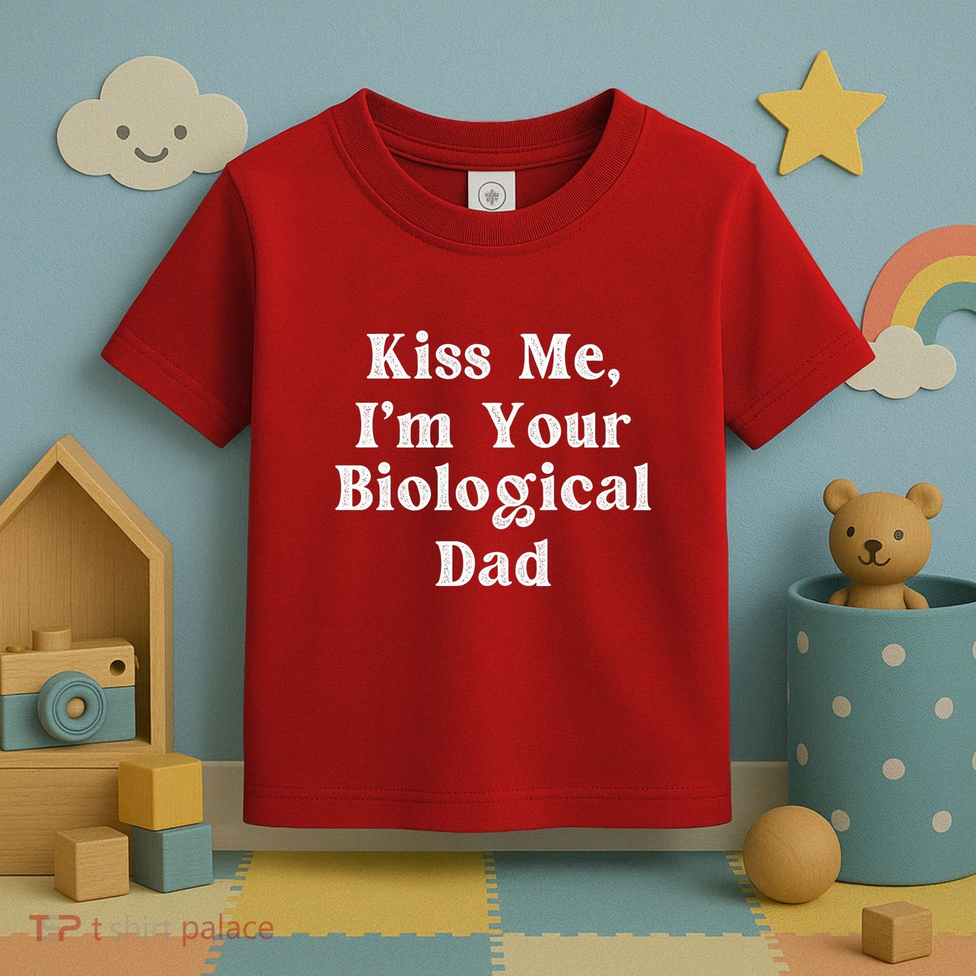 Kiss Me Im Your Biological Dad Funny Daddy Gift Toddler T-Shirt