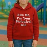 Kiss Me Im Your Biological Dad Funny Daddy Gift Kids Hoodie thumb 3