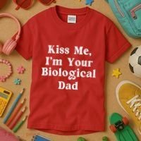 Kiss Me Im Your Biological Dad Funny Daddy Gift Kids T-Shirt thumb 3