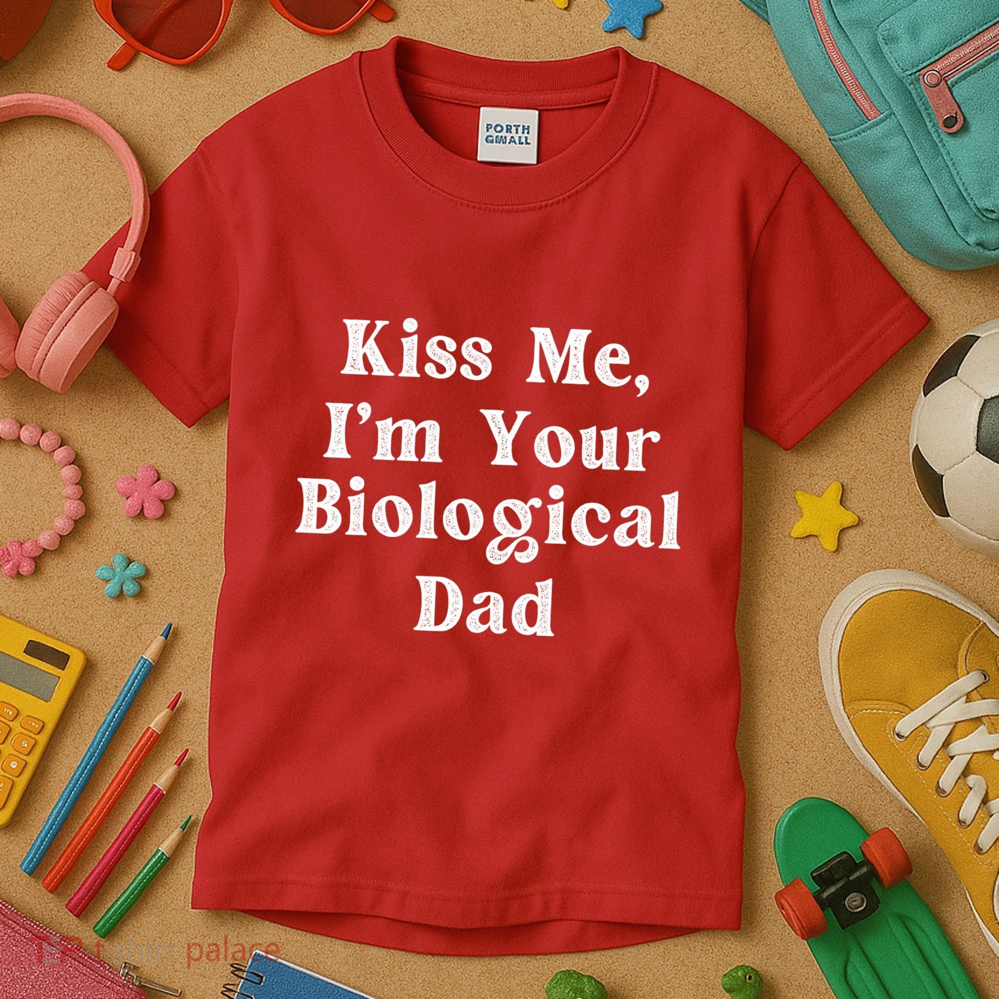 Kiss Me Im Your Biological Dad Funny Daddy Gift Kids T-Shirt