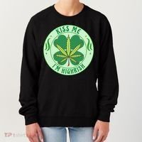 Kiss Me I'm Highrish St Patrick's Day Weed Stoner Women's Sweatshirt thumb 0