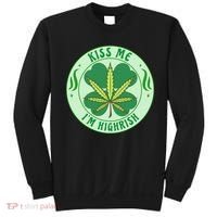 Kiss Me I'm Highrish St Patrick's Day Weed Stoner Sweatshirt thumb 0