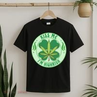 Kiss Me I'm Highrish St Patrick's Day Weed Stoner T-Shirt thumb 2