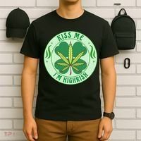 Kiss Me I'm Highrish St Patrick's Day Weed Stoner T-Shirt thumb 6