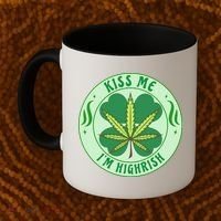 Kiss Me I'm Highrish St Patrick's Day Weed Stoner Coffee Mug thumb 2