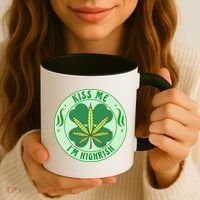 Kiss Me I'm Highrish St Patrick's Day Weed Stoner Coffee Mug thumb 3