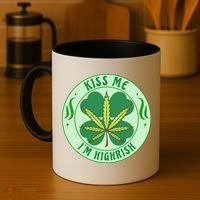 Kiss Me I'm Highrish St Patrick's Day Weed Stoner Coffee Mug thumb 4