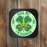 Kiss Me I'm Highrish St Patrick's Day Weed Stoner Coaster thumb 0