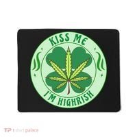 Kiss Me I'm Highrish St Patrick's Day Weed Stoner Mousepad thumb 0