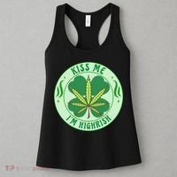Kiss Me I'm Highrish St Patrick's Day Weed Stoner Women's Tank Top thumb 3