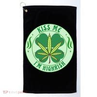 Kiss Me I'm Highrish St Patrick's Day Weed Stoner Golf Towel thumb 0