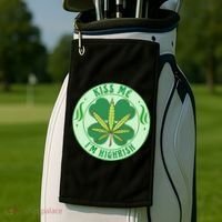 Kiss Me I'm Highrish St Patrick's Day Weed Stoner Golf Towel thumb 2