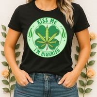 Kiss Me I'm Highrish St Patrick's Day Weed Stoner Women's T-Shirt thumb 2