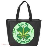 Kiss Me I'm Highrish St Patrick's Day Weed Stoner Tote Bag thumb 0