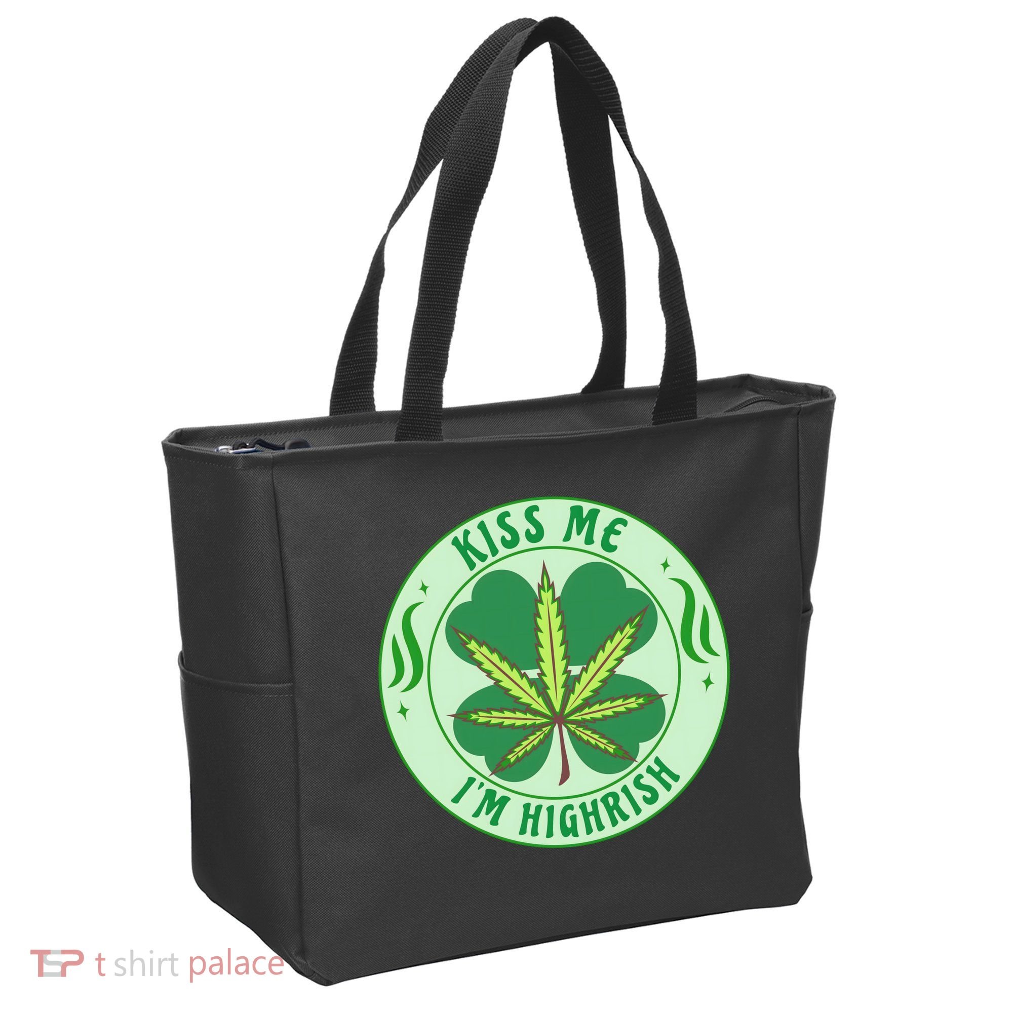 Kiss Me I'm Highrish St Patrick's Day Weed Stoner Tote Bag