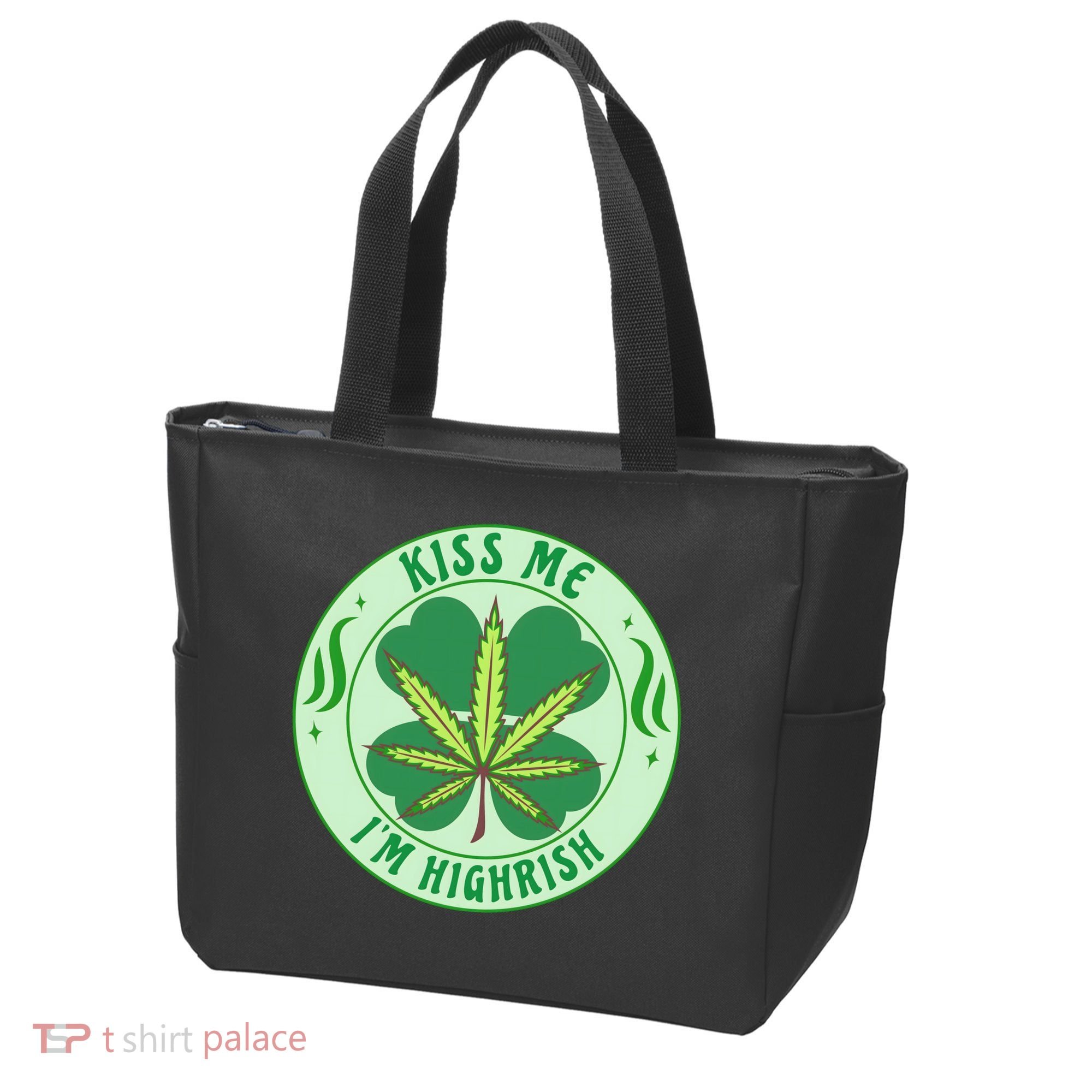 Kiss Me I'm Highrish St Patrick's Day Weed Stoner Tote Bag