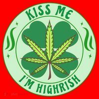 Kiss Me I'm Highrish St Patrick's Day Weed Stoner Santa Hat thumb 1
