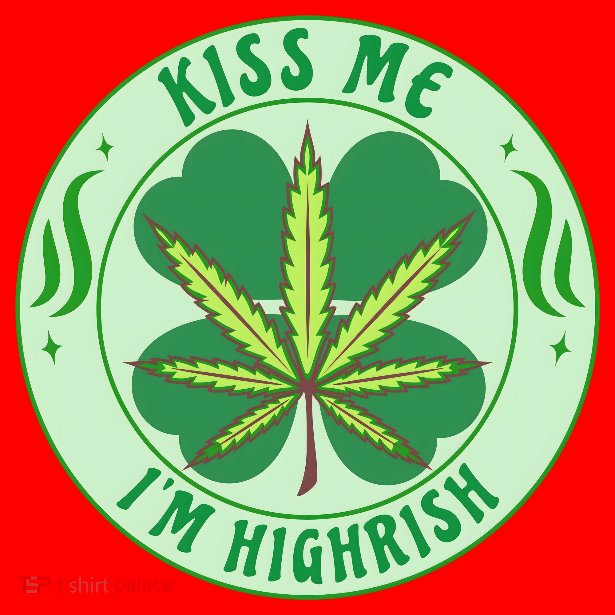 Kiss Me I'm Highrish St Patrick's Day Weed Stoner Santa Hat