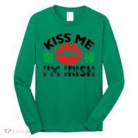 Kiss Me I'm Irish Funny St Patricks Day Long Sleeve Shirt thumb 0