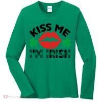 Kiss Me I'm Irish Funny St Patricks Day Women's Long Sleeve Shirt thumb 0