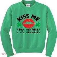 Kiss Me I'm Irish Funny St Patricks Day Kids Sweatshirt thumb 0