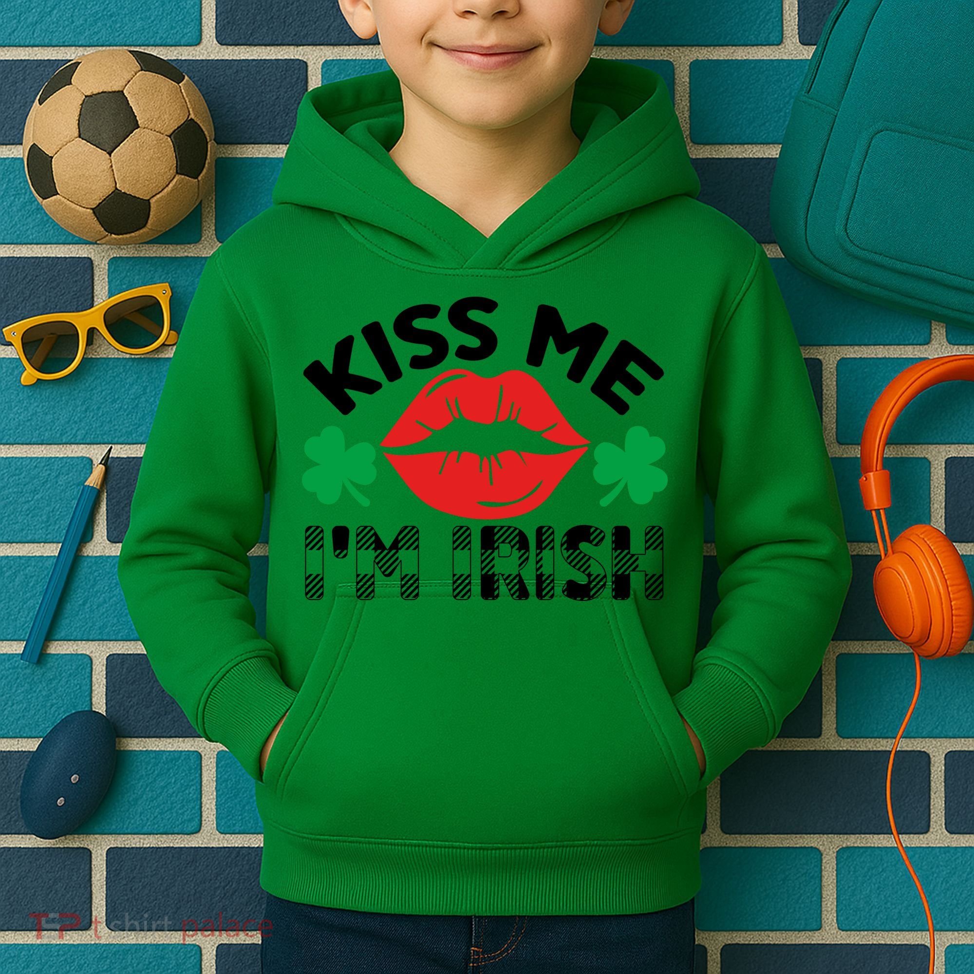 Kiss Me I'm Irish Funny St Patricks Day Kids Hoodie