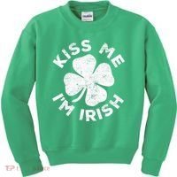 Kiss Me I'm Irish TShirt Saint Patrick Day Shirt Kids Sweatshirt thumb 0