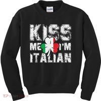 Kiss Me I'm Italian Shirt Great Saint Patrick's Day Kids Sweatshirt thumb 0