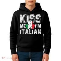 Kiss Me I'm Italian Shirt Great Saint Patrick's Day Kids Hoodie thumb 4