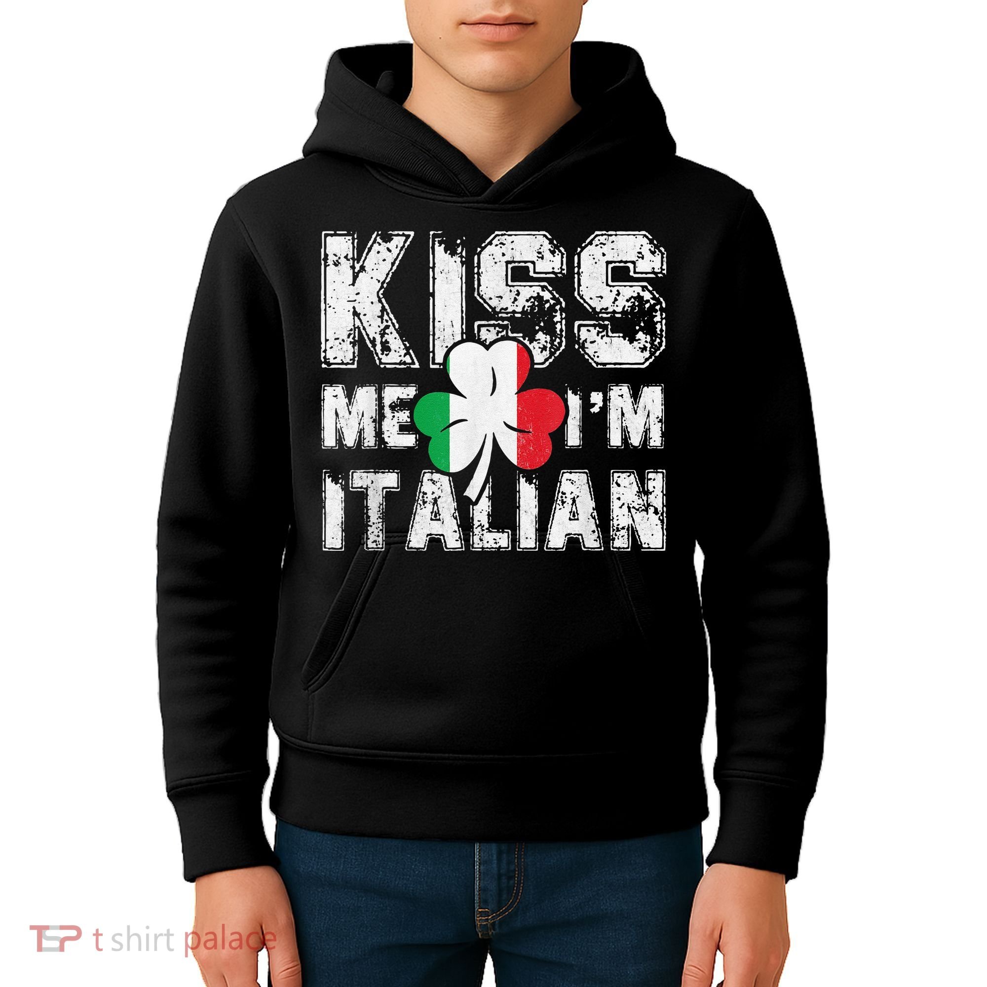 Kiss Me I'm Italian Shirt Great Saint Patrick's Day Kids Hoodie